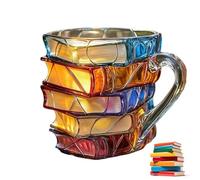 Tazza con libro dipinto 3D per birre calde o fredde, design unico, tazza da caffè per biblioteca, regalo per donne, lettura di libri e biblioteche, amanti dei bibliotecari, per lettori e scrittori