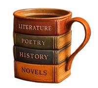 Tazza con libro dipinto, divertente tazza da caffè con scrittura, tazza creativa dipinta a forma di libro, forniture per bevande con comoda impugnatura per birra, vino, whisky, cocktail, stand come un