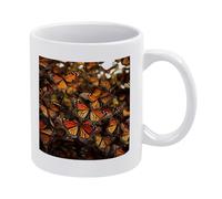 Tazza con manico e farfalle monarca, tazza da tè personalizzata, tazza da caffè originale, tazze in ceramica antiscivolo e ispessite, lussuose tazze bianche da 12 once per uomo, donna, ufficio e lav