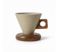 Tazza con Manico in Legno Conica Tazza con Supporto in Legno Bicolore per Casa