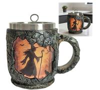 Tazza con motivo a fuoco nella foresta delle streghe, tazze da caffè vintage, ta
