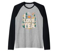 Tazza con Motivo «I Love Tea», Motivo: Foglie di Miele Maglia con Maniche Raglan