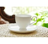 Tazza con piattino bianco semplice in bone china, tazza da tè in porcellana con cucchiaio, tazze da caffè da dessert per il pomeriggio, tazza da cappuccino in ceramica Tazza da tè in ceramica