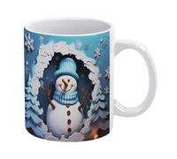 Tazza con pupazzo di neve 3D, tazza da caffè con foro di crepa 3D, comoda da tenere in mano, regalo di compleanno per uomini, donne, mogli, mariti, figlie, amici