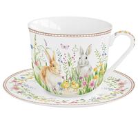 Tazza Con Saucer HAPPY EASTER Con Conigli E Fiori Per 400Ml Easy Life