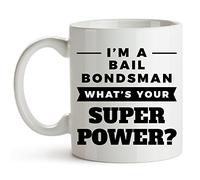 Tazza con Scritta Bail Bondsman What’s Your Super Power? Tazza Bicchiere | Amica 2 pezzi Riutilizzabile Tazza per Tè o Caffè Simpatico Tazza Colazione Anniversario Amico