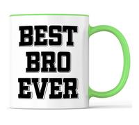 Tazza con scritta Best Bro Ever Tazza Fratello Amico Bra Kumpel - Regalo divertente - Tazza da caffè come idea regalo - Tazza da caffè 330 ml - Bianco/Verde