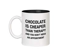 Tazza con Scritta Chocolate Is Cheaper Than Therapy Black Tazza Bicchiere | Natale 2 pezzi-330ml Leggero Tazzine Caffe Portatile Tazza Magica Ufficio Festa del papà
