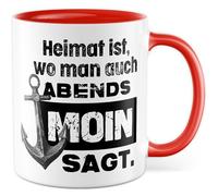 Tazza con scritta "Heimat ist wo man auch abends moin sagge" - Tazza da caffè 330 ml in ceramica - Amburgo Nord Germania Piatto Tedesca idea regalo