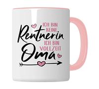Tazza con scritta "Ich bin keine pensionata" - Ich bin Vollzeit Nonna, regalo nonna, scritta "Nikel-KKinder", idea regalo (bianco/rosa)