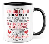 Tazza con scritta "Ich will dich heute und für den Restmein Leben - Tazza da caffè 330ml in ceramica - Partnerschaft Humor Coffee Cup
