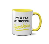 Tazza con scritta "I'm a Ray of Sunshine", divertente idea regalo per amici, colleghi, con manico in ceramica, manico resistente, lavabile in lavastoviglie e adatta al microonde
