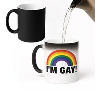 Tazza con scritta "I'm Gay Rainbow Heat Change - Tazza divertente e scortese - Messaggio Appears as it Heats - Regalo perfetto per bavagliare, miglior regalo divertente e accessori per orgoglio