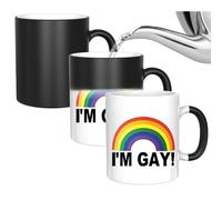 Tazza con scritta "I'm Gay Rainbow Heat Change - Tazza divertente e scortese - Messaggio Appears as it Heats - Regalo perfetto per bavagliare, regalo divertente e accessori per orgoglio