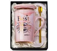 Tazza con scritta in lingua inglese "Best Mother in Law Ever", tazza da 400 ml con stampa dorata, regalo per la mamma da nuora o genero, tazza da caffè per matrimonio o Natale, bella confezione regalo