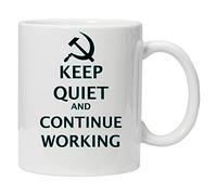 Tazza con scritta in lingua inglese "Keep Quiet and Continue Work", 325 ml, in confezione regalo, perfetta per San Valentino, Pasqua, estate, Natale, compleanno