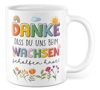 Tazza con scritta in lingua tedesca "Dankdass du uns beim wachsen gehilfen hast!" - Tazza da caffè 330 ml in ceramica - Bambini famiglia mamma papà tazza caffè