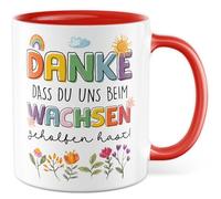 Tazza con scritta in lingua tedesca "Dankdass du uns beim wachsen gehilfen hast!" - Tazza da caffè 330 ml in ceramica - Bambini famiglia mamma papà tazza caffè