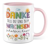 Tazza con scritta in lingua tedesca "Dankdass du uns beim wachsen gehilfen hast!" - Tazza da caffè 330 ml in ceramica - Bambini famiglia mamma papà tazza caffè