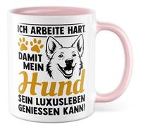 Tazza con scritta in lingua tedesca "Ich arbeitite hart, damit mein Hund sein Luxus Leben genießen kann! - Tazza da caffè 330 ml in ceramica - Pet Love Frauchen Herrchen Office Coffee Becher