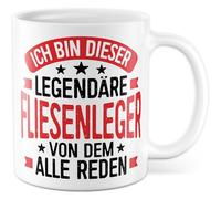 Tazza con scritta in lingua tedesca "Ich bin dieser leggendary piastrellister" von dem alle parole, tazza da caffè da 330 ml, in ceramica, artigianato, cantiere, uomini, ufficio, caffè