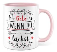 Tazza con scritta in lingua tedesca "Ich liebe es wenn du richst", tazza da caffè per coppia, partner, relazione, San Valentino, amore, idea regalo fidanzata, scritta divertente