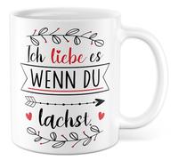 Tazza con scritta in lingua tedesca "Ich liebe es wenn du richst", tazza da caffè per coppia, partner, relazione, San Valentino, amore, idea regalo fidanzata, scritta divertente