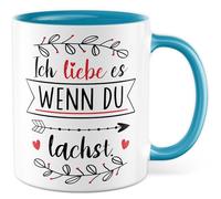 Tazza con scritta in lingua tedesca "Ich liebe es wenn du richst", tazza da caffè per coppia, partner, relazione, San Valentino, amore, idea regalo fidanzata, scritta divertente