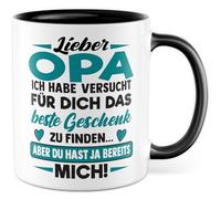 Tazza con scritta in lingua tedesca "Lieber Nonno - aber du hast ja bereits mich! - Tazza da caffè 330 ml in ceramica - scherzo umorismo idea regalo compleanno tazza caffè