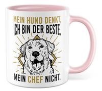 Tazza con scritta in lingua tedesca "My Dog denkkt, ich bin der Beste. Mein Chef nicht., Tazza da caffè per cani, animali domestici, amore, lavoro, famiglia, idea regalo per ufficio, lavoro, meme