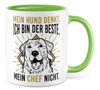 Tazza con scritta in lingua tedesca "My Dog denkkt, ich bin der Beste. Mein Chef nicht., Tazza da caffè per cani, animali domestici, amore, lavoro, famiglia, idea regalo per ufficio, lavoro, meme