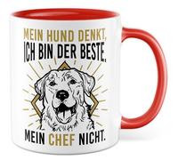 Tazza con scritta in lingua tedesca "My Dog denkkt, ich bin der Beste. Mein Chef nicht., Tazza da caffè per cani, animali domestici, amore, lavoro, famiglia, idea regalo per ufficio, lavoro, meme