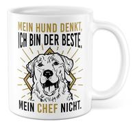 Tazza con scritta in lingua tedesca "My Dog denkkt, ich bin der Beste. Mein Chef nicht., Tazza da caffè per cani, animali domestici, amore, lavoro, famiglia, idea regalo per ufficio, lavoro, meme