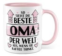 Tazza con scritta in lingua tedesca "So sieht die beste Nonna der Welt aus, wenn sie Kaffee bezinkt - Kaffee Tazza da caffè da 330 ml in ceramica - Nonna nipote nonni famiglia tazza da caffè