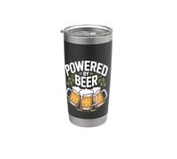 Tazza con scritta "Powered By Beer Celebratory Cheers Passion" Bicchiere termico in acciaio inox doppia parete