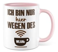 Tazza con scritta - Regalo Ich bin nur hier wegen des WLANs - Tazza da caffè 330 ml in ceramica - Caffè Ufficio