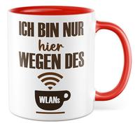Tazza con scritta - Regalo Ich bin nur hier wegen des WLANs - Tazza da caffè 330 ml in ceramica - Caffè Ufficio