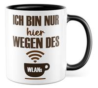 Tazza con scritta - Regalo Ich bin nur hier wegen des WLANs - Tazza da caffè 330 ml in ceramica - Caffè Ufficio