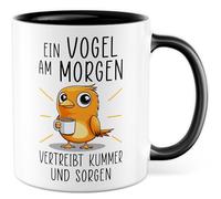 Tazza con scritta - Regalo Un uccello al mattino espelle dolore e preoccupazioni - Tazza da caffè 330 ml in ceramica - Uccelli pappagallo Amore degli animali collega, fidanzata