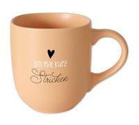 Tazza con scritta T175 in gres porcellanato pastello, albicocca Bin mal kurz Stricken″ filato caffè maglia uncinetto regalo 300 ml