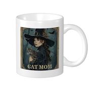 Tazza con scritta "Witch" - Bella ragazza - Cappello magico - Uccello - Gatto - Retrò - Albero - Parola - Blu scuro - Nero - Ceramica - Non rovesciabile - Collezione Salone Laboratorio