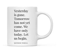 Tazza con Scritta Yesterday is Gone. Tomorrow Has Not Yet Tazza Bicchiere | Familiari 2 pezzi-330ml Simpatico Tazzine Caffè Portatile Tazzine Caffe Colazione Laurea