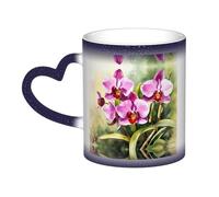 Tazza con stampa orchidea, tazza che cambia colore, tazza magica sensibile al calore, regali, tazza colorata Morphing 325 ml