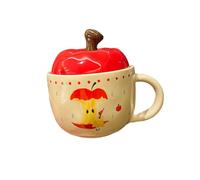 Tazza creativa a forma di cartone animato in ceramica da 420 ml/14 once con coperchio cucchiaio squisiti utensili da bere personalizzati- Una ragazza Guo-