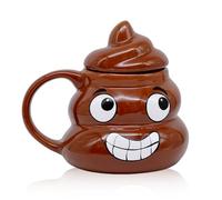 Tazza creativa Poop, tazza da caffè in ceramica 3D divertente con coperchio, 400 ml tazza da tè, idea per regali creativi