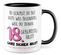 Tazza da 18 anni regalo con scritta in lingua tedesca "Du denkst du bist was besonnderes Kaffee für den 18° Geburtstag als Geschenk Idea Idea regalo per adulti