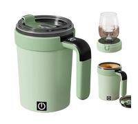 Tazza da 380 ml con agitazione automatica, magnetica, con display temperatura e coperchio, ricaricabile, per latte, cioccolata calda, tè, bevande, picnic