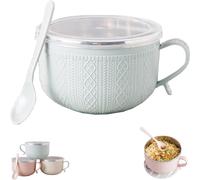 Tazza da 708,7 g con coperchio, tazza extra large con manico, riutilizzabile, per zuppe, stufati, pasta, tagliatelle, farina d'avena e bevande calde a casa o in ufficio (1 blu)