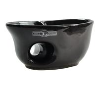 Tazza da barba in tasso d'oro ovale nera con foro per le dita 2 pezzi all'interno