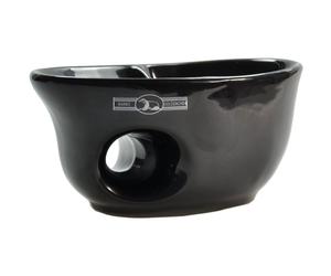 Tazza da barba in tasso d'oro ovale nera con foro per le dita 2 pezzi all'interno